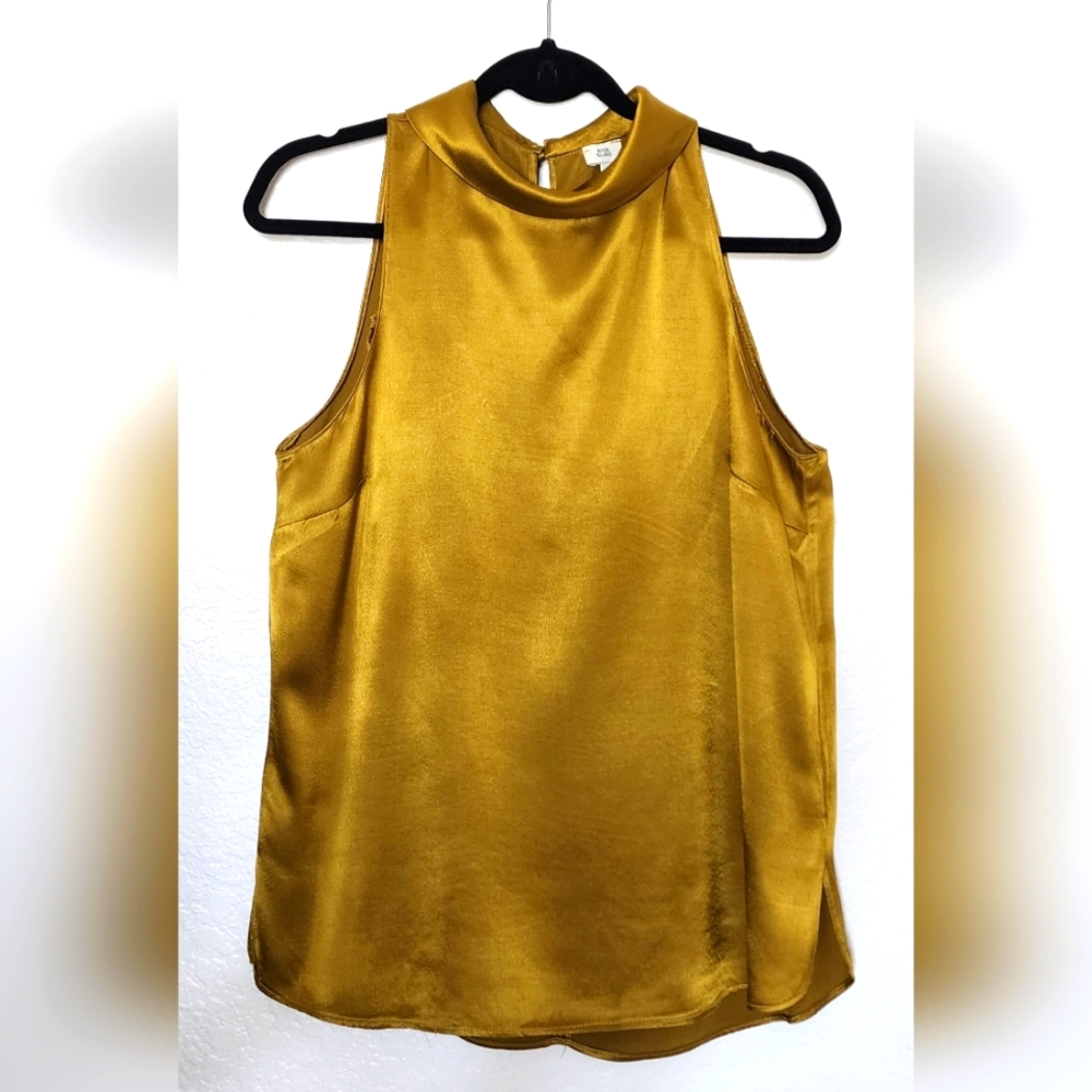 River Island Women's Sleeveless Satin Blouse in Chartreuse. Size US 6. UK 10 - Picture 5 of 7